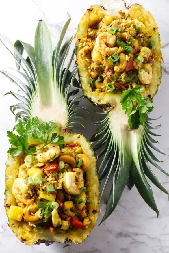 Jerk Chicken and Shrimp Pineapple Bowl Recipe