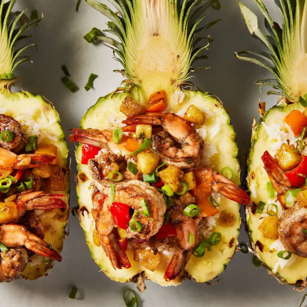 Jerk Chicken and Shrimp Pineapple Bowl Recipe