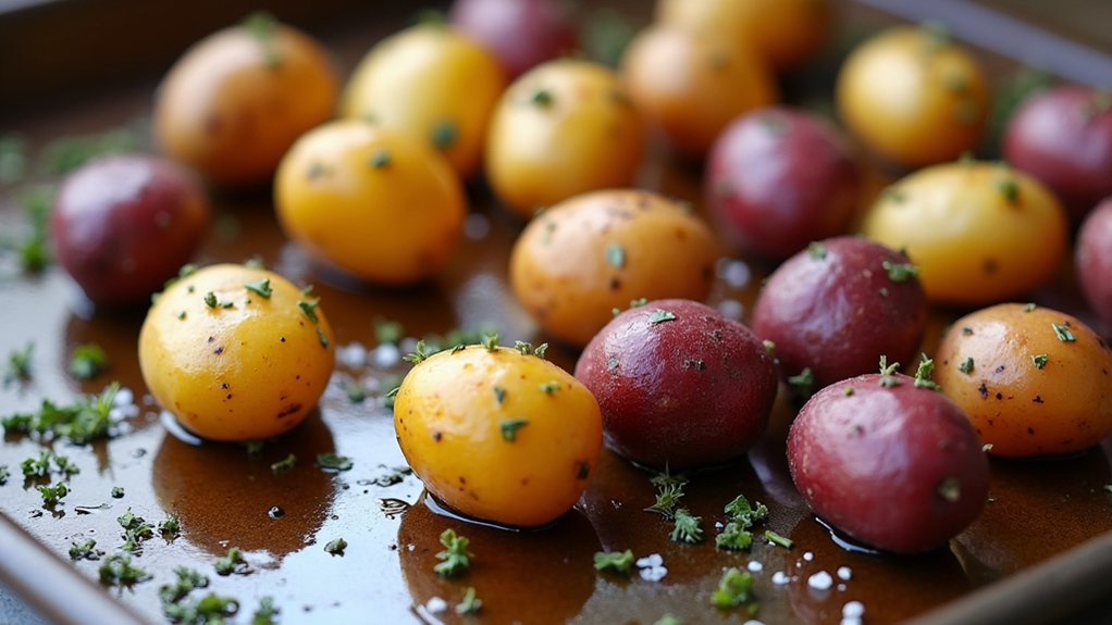arrange potatoes on sheet