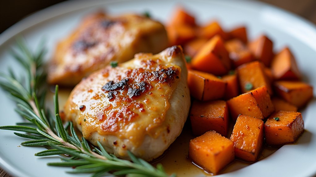 bake chicken and sweet potatoes