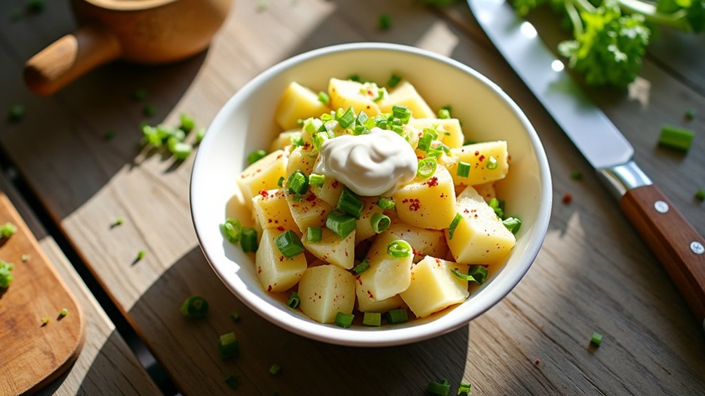 boil potatoes mix vegetables