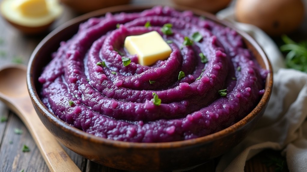 creamy purple potato mash