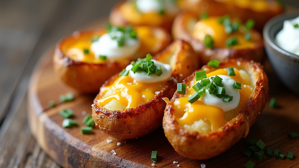 crispy potato skins baking