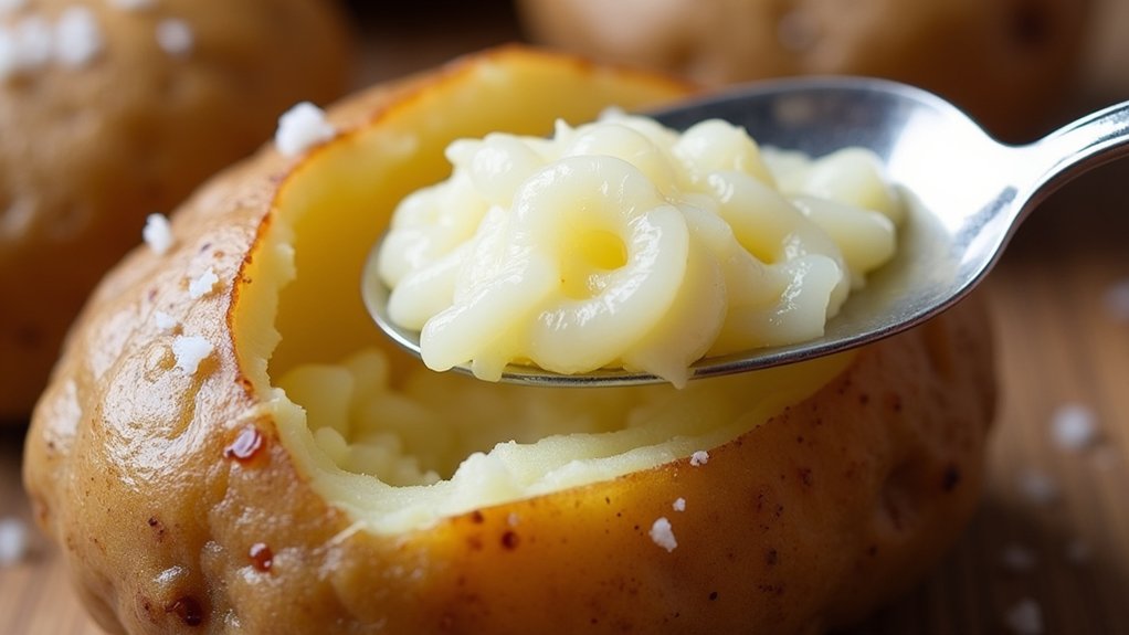 scoop out potato flesh