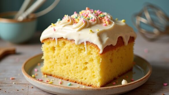 baking a delicious yellow cake