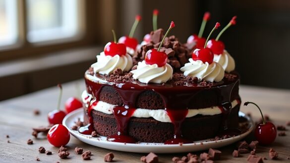 chocolate cherry layer dessert