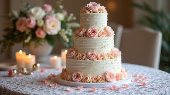 delicious layered wedding cake
