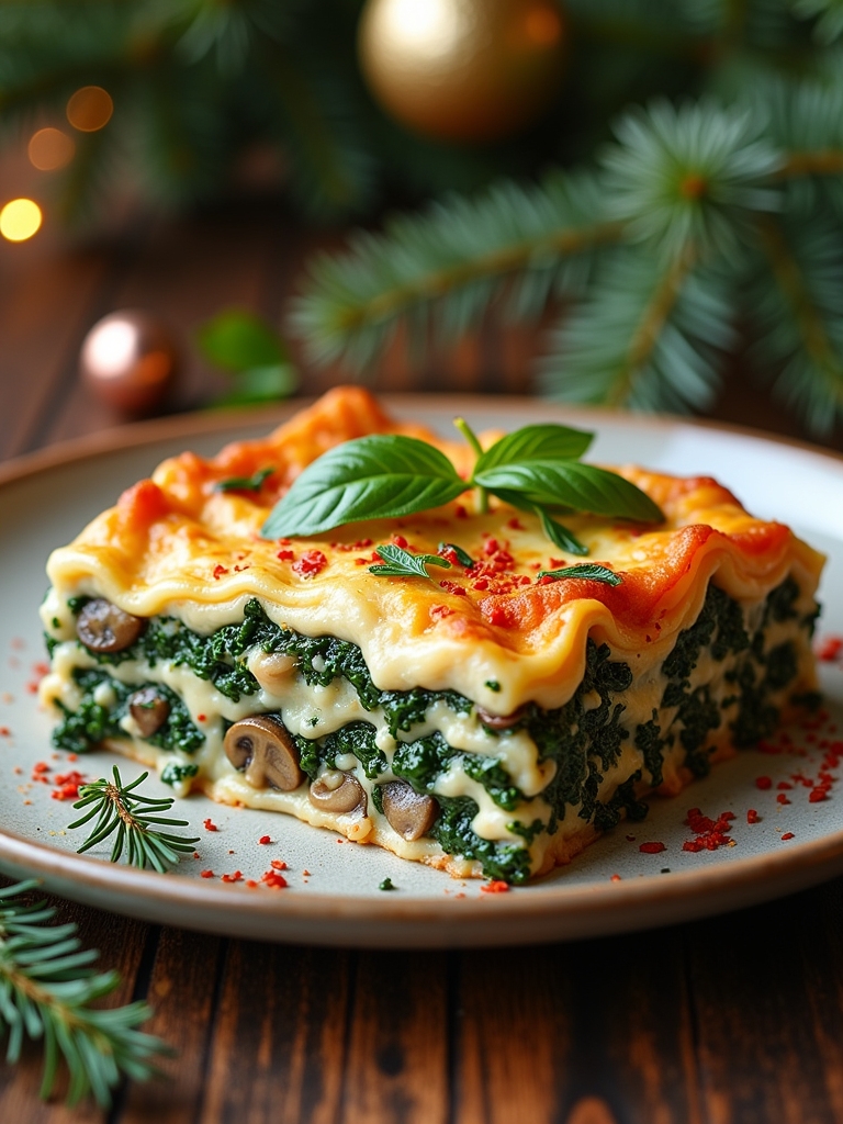 creamy mushroom spinach lasagna