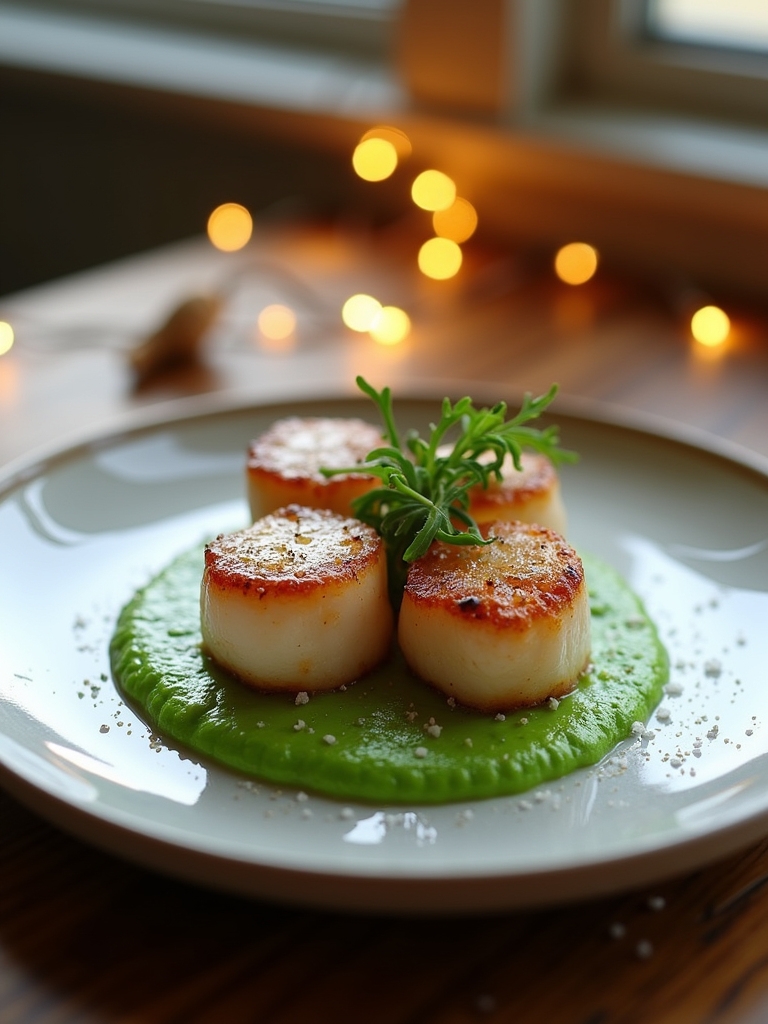 elegant scallops vibrant puree