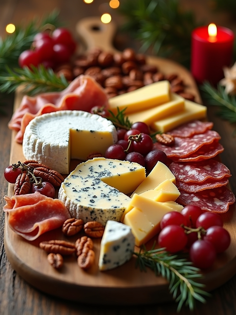 festive cheese and charcuterie board