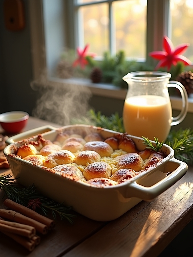 festive eggnog bread pudding