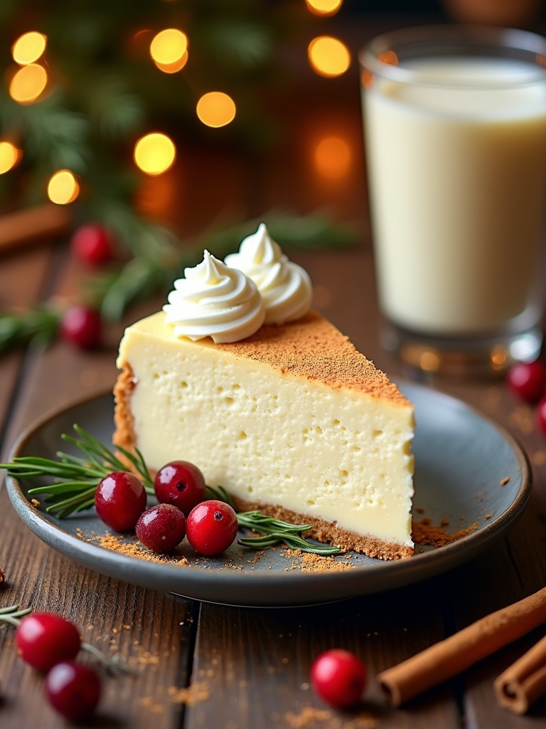 festive eggnog cheesecake delight