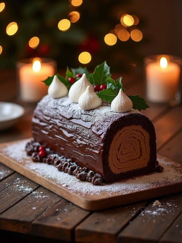 festive french yule log