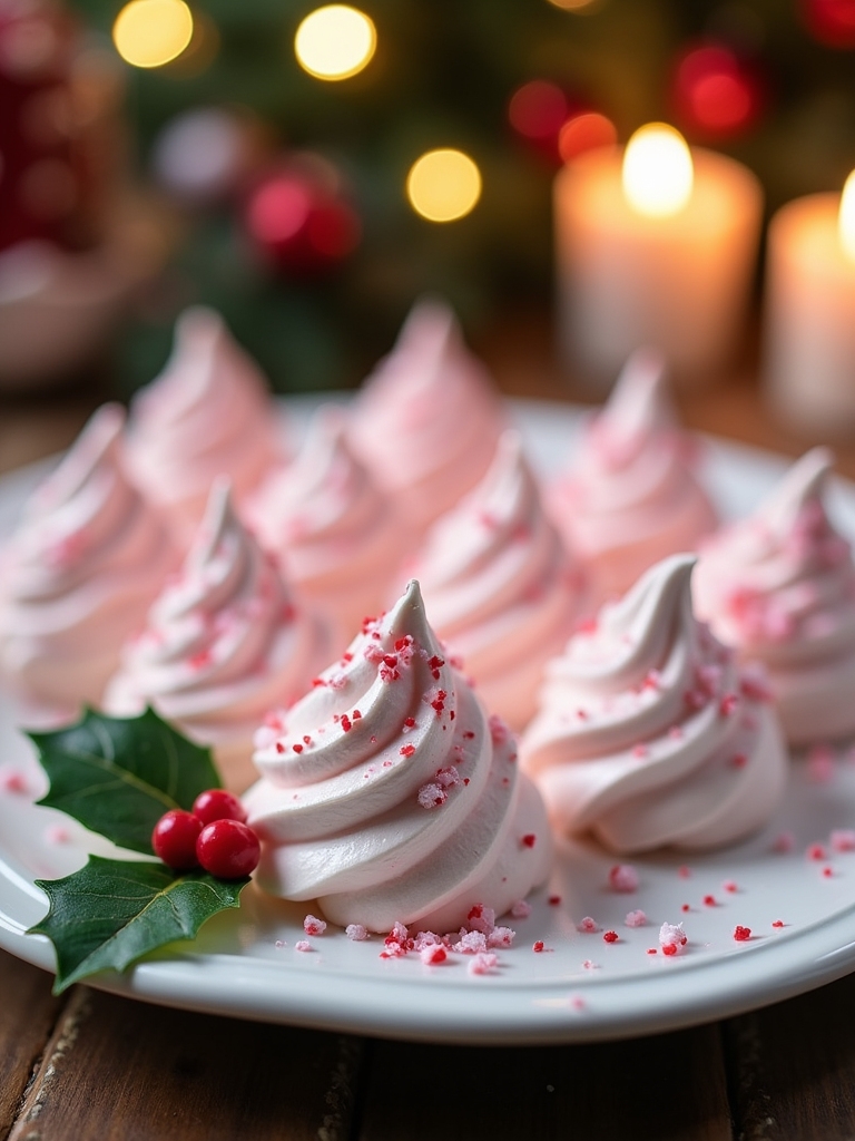 festive peppermint meringue kisses