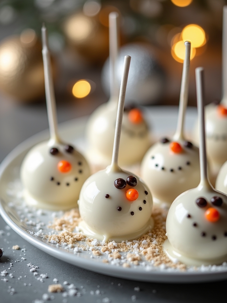 festive snowman cake pops