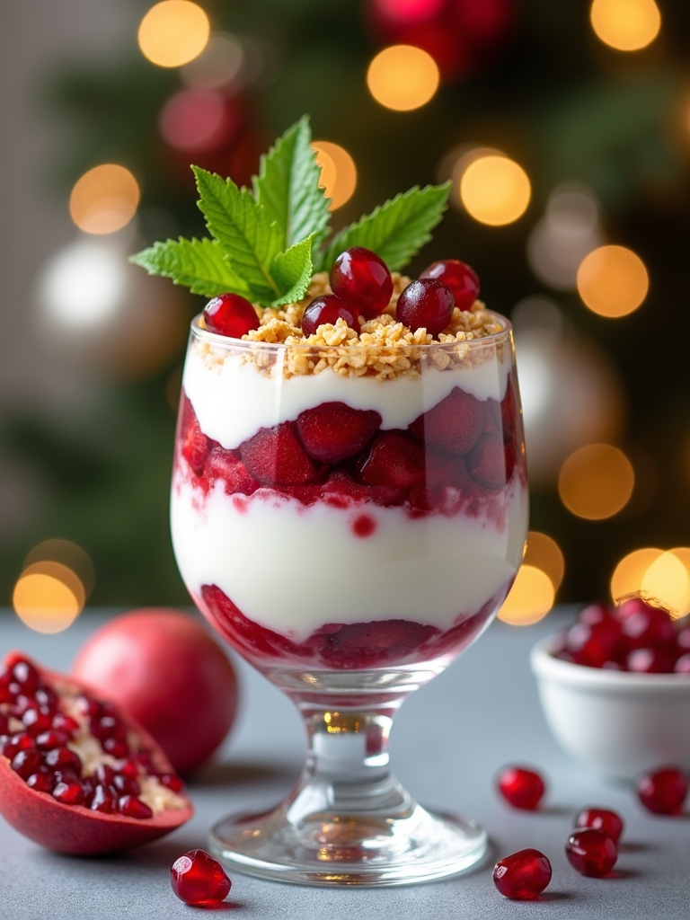 festive yogurt granola parfait