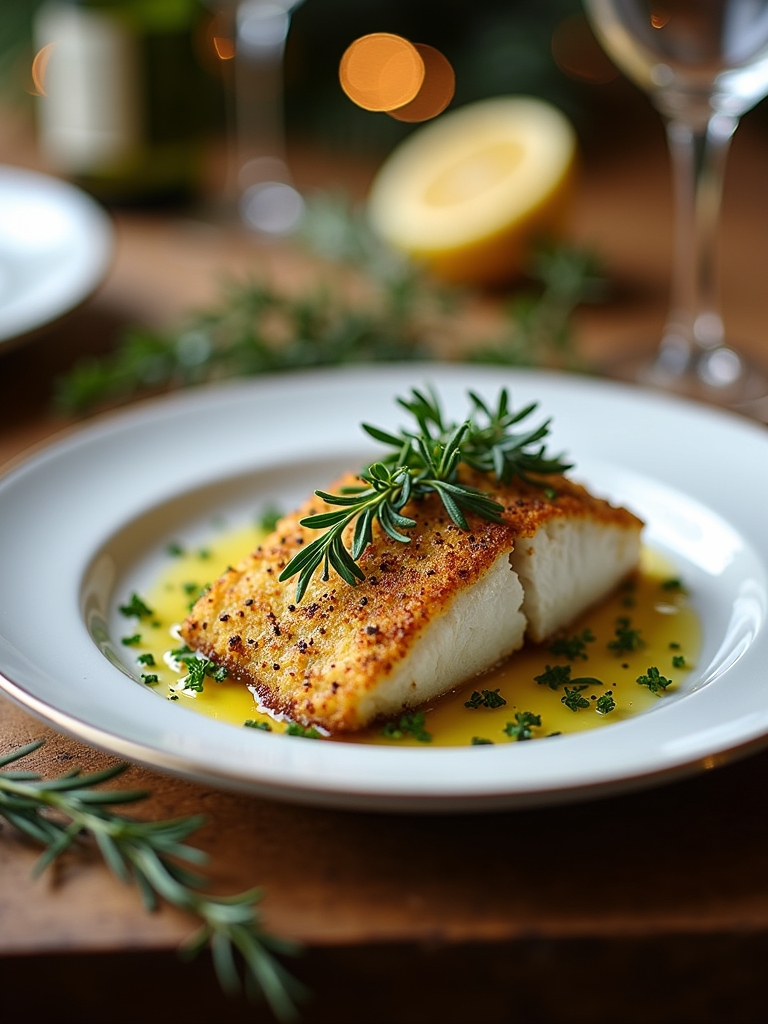 herb crusted cod with sauce