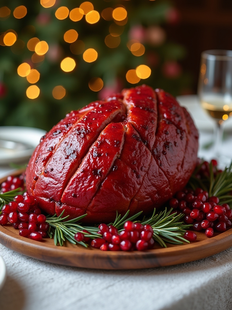 pomegranate glazed holiday ham