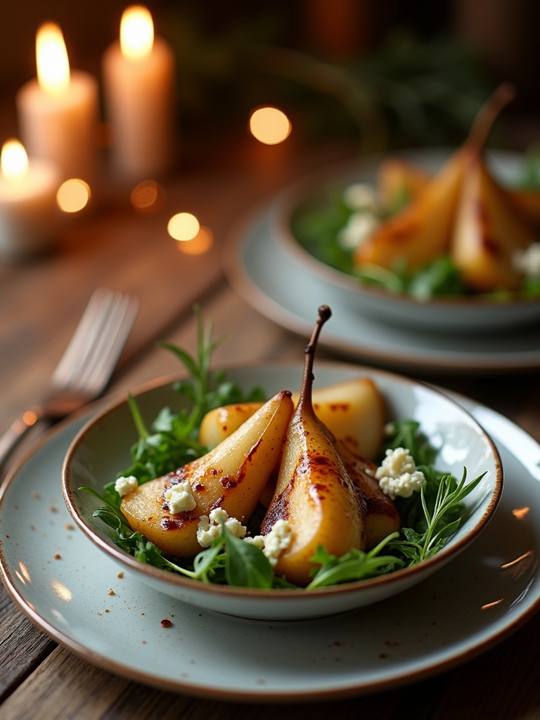 spiced pear and gorgonzola salad