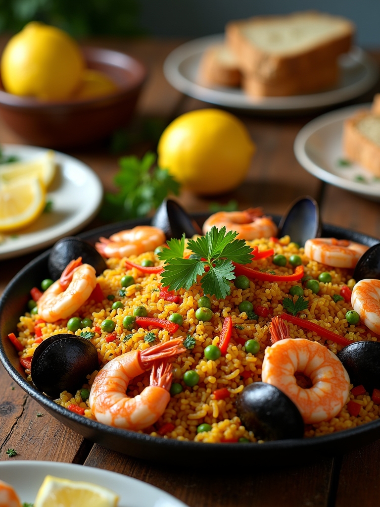 vibrant seafood christmas paella