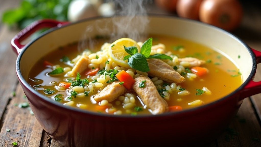 add chicken and broth