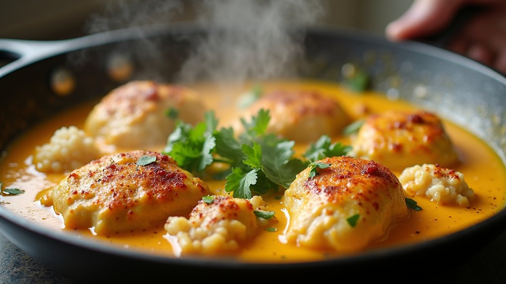 add chicken and spices