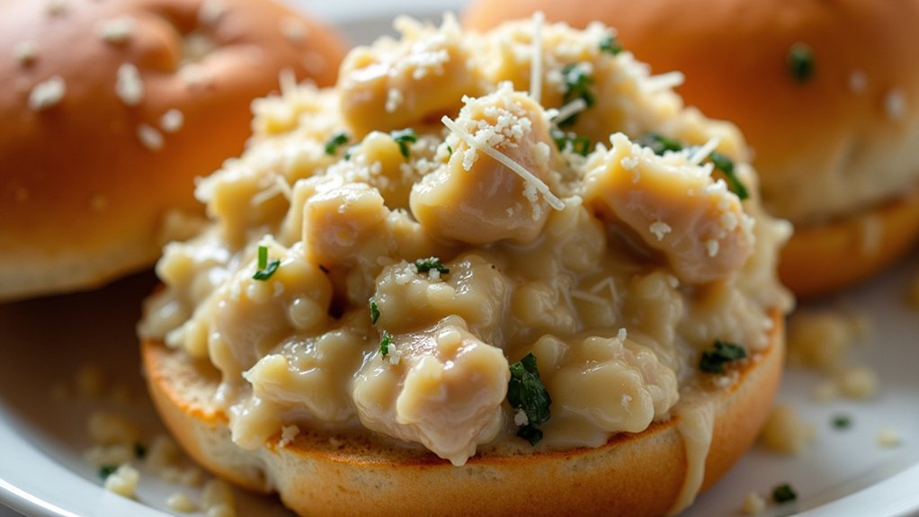 assemble chicken alfredo sloppy joes