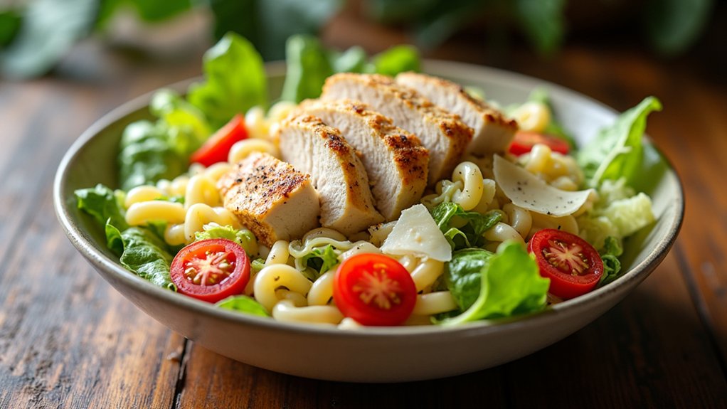 boil pasta mix chicken