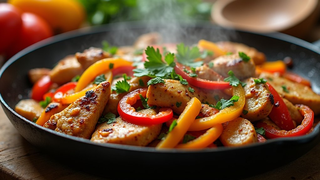 combine chicken with vegetables