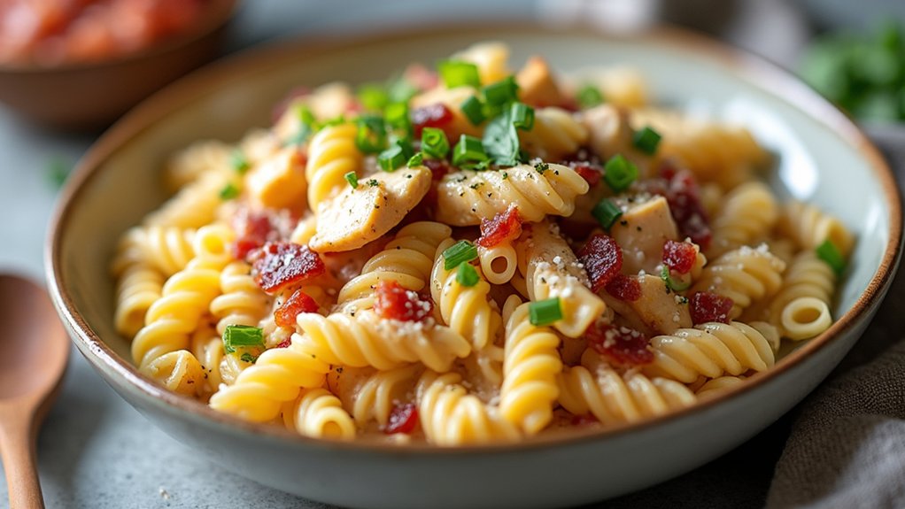 cook pasta add chicken