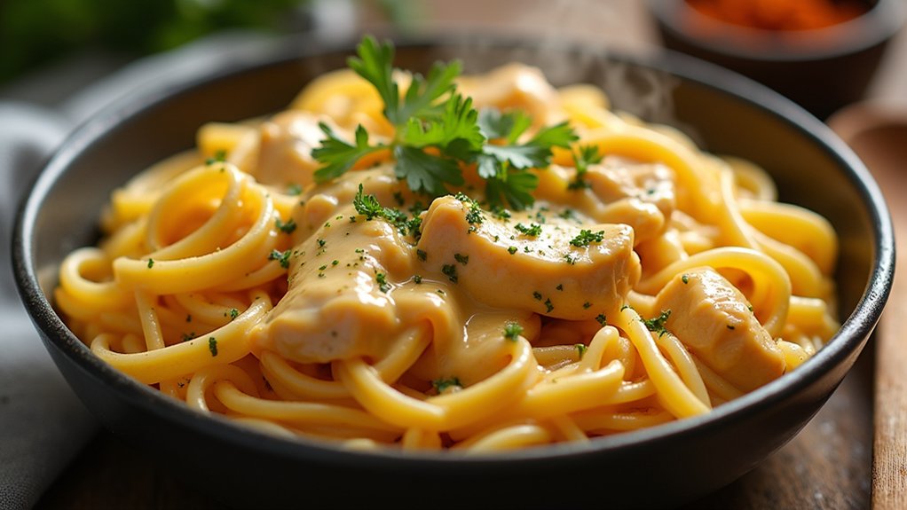 creamy cheesy chicken spaghetti