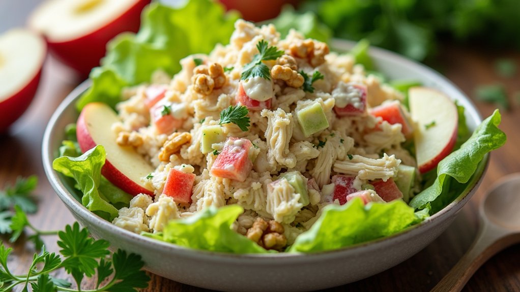 diced apples enhance waldorf salad