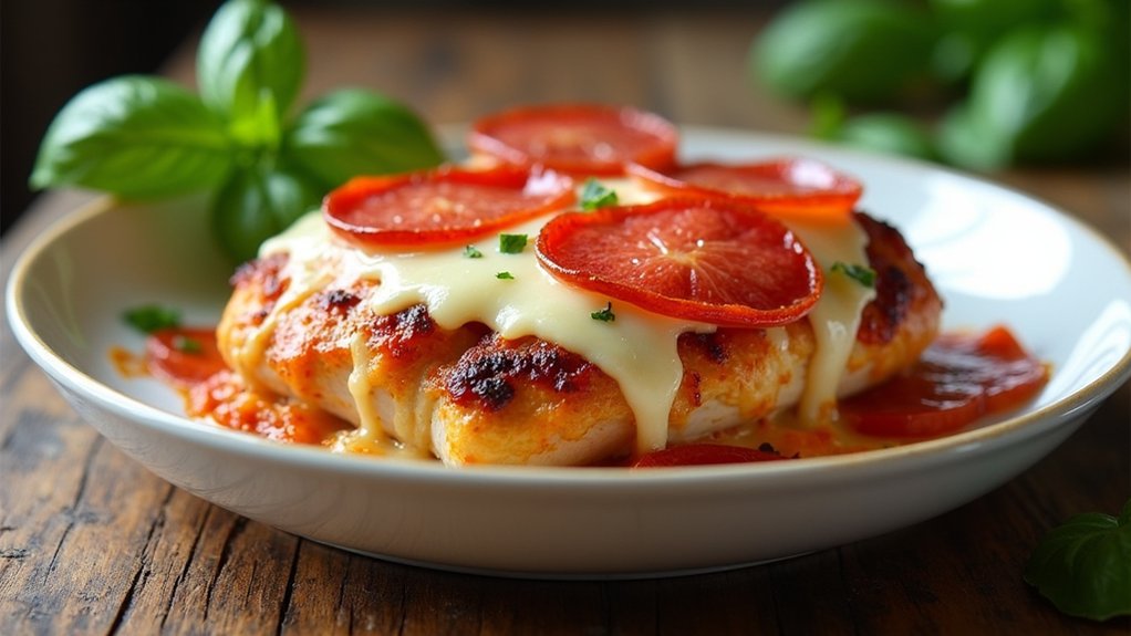 layer chicken with pepperoni cheese