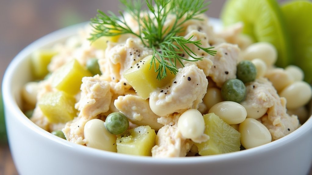 mix chicken with dill mayonnaise