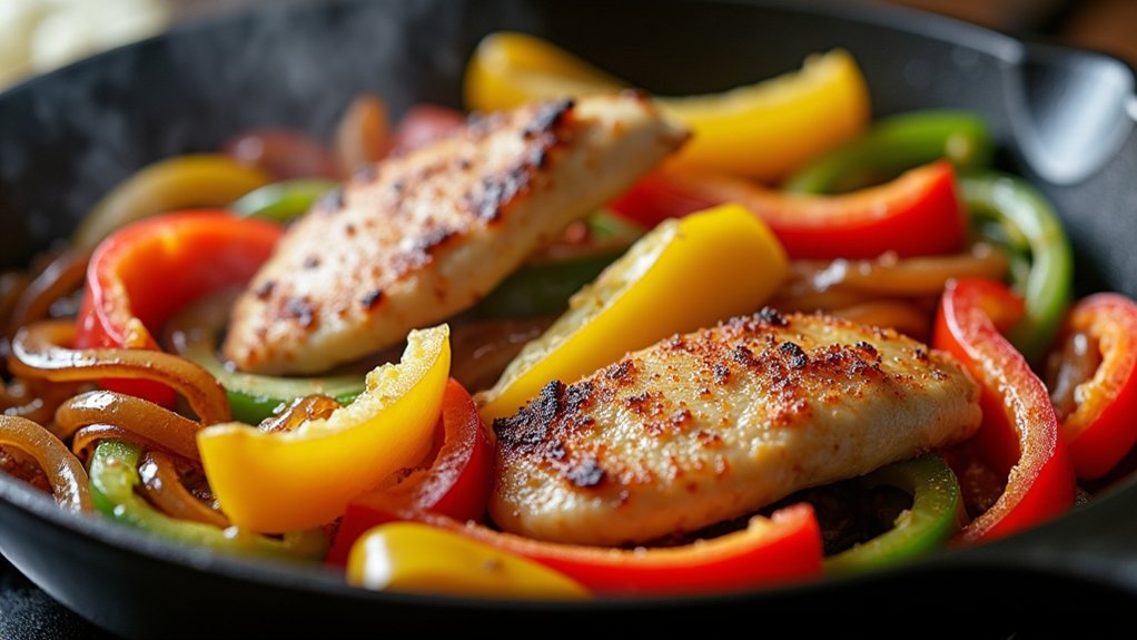 saut colorful bell peppers