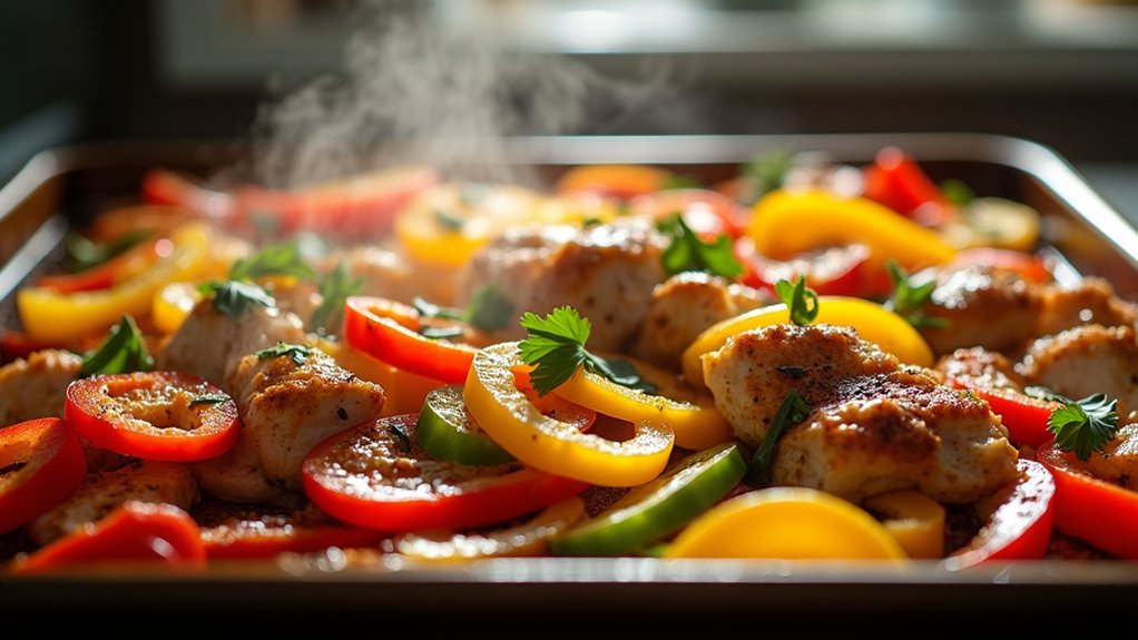 slice bell peppers and onions