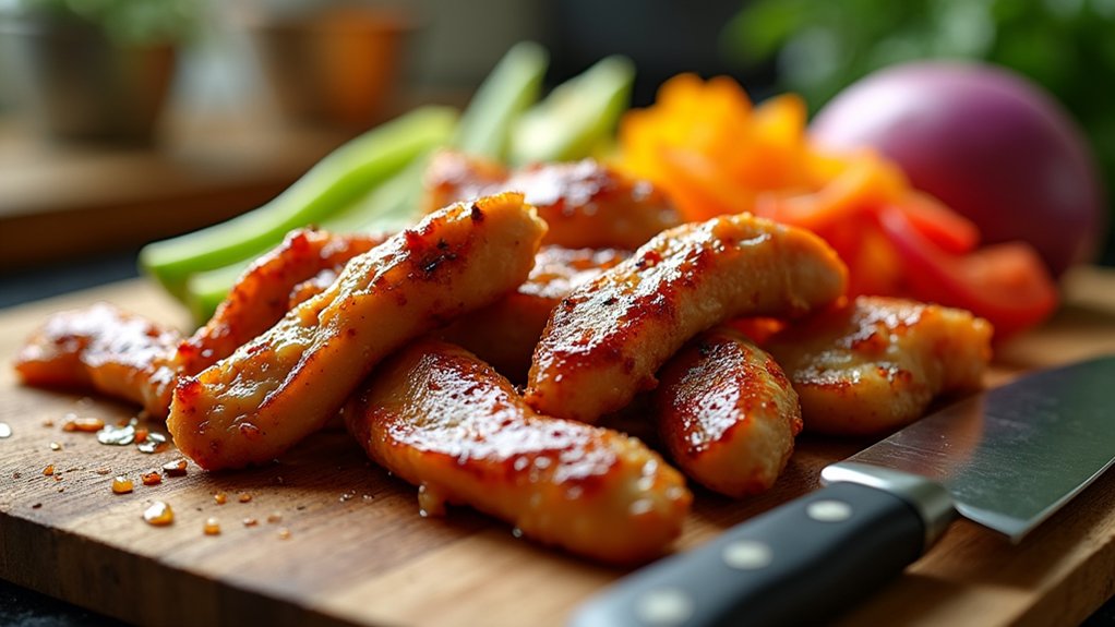 slice chicken into strips